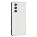 For Samsung Galaxy S24 5G Diamond Lattice Magnetic Leather Flip Phone Case(White)