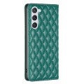 For Samsung Galaxy S24 5G Diamond Lattice Magnetic Leather Flip Phone Case(Green)