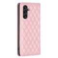 For Samsung Galaxy A35 Diamond Lattice Magnetic Leather Flip Phone Case(Pink)