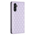 For Samsung Galaxy A35 Diamond Lattice Magnetic Leather Flip Phone Case(Purple)