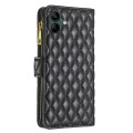 For Samsung Galaxy A05 Diamond Lattice Zipper Wallet Leather Flip Phone Case(Black)