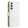 For Samsung Galaxy S24+ 5G Diamond Lattice Zipper Wallet Leather Flip Phone Case(White)