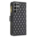 For Samsung Galaxy S24 Ultra 5G Diamond Lattice Zipper Wallet Leather Flip Phone Case(Black)