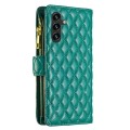 For Samsung Galaxy A35 Diamond Lattice Zipper Wallet Leather Flip Phone Case(Green)