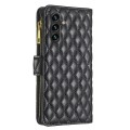 For Samsung Galaxy A35 Diamond Lattice Zipper Wallet Leather Flip Phone Case(Black)