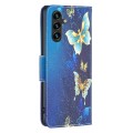 For Samsung Galaxy A15 Colored Drawing Pattern Leather Phone Case(Gold Butterfly)