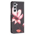 For Samsung Galaxy S24 5G Colored Drawing Pattern Leather Phone Case(Lotus)