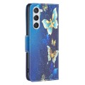 For Samsung Galaxy S24 5G Colored Drawing Pattern Leather Phone Case(Gold Butterfly)
