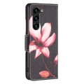 For Samsung Galaxy S24+ 5G Colored Drawing Pattern Leather Phone Case(Lotus)