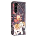 For Samsung Galaxy S24+ 5G Colored Drawing Pattern Leather Phone Case(Umbrella Elephant)