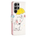 For Samsung Galaxy S24 Ultra 5G Colored Drawing Pattern Leather Phone Case(Umbrella Elephant)