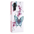 For Samsung Galaxy A35 Colored Drawing Pattern Leather Phone Case(Flowers Butterfly)