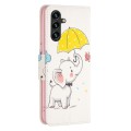 For Samsung Galaxy A35 Colored Drawing Pattern Leather Phone Case(Umbrella Elephant)