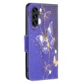 For Samsung Galaxy A35 Colored Drawing Pattern Leather Phone Case(Purple Butterfly)