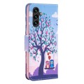 For Samsung Galaxy A55 Colored Drawing Pattern Leather Phone Case(Owl)