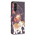 For Samsung Galaxy A55 Colored Drawing Pattern Leather Phone Case(Flowers Elephant)