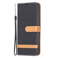 For Samsung Galaxy S23 FE 5G Color Block Denim Texture Leather Phone Case(Black)