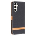 For Samsung Galaxy S23 FE 5G Color Block Denim Texture Leather Phone Case(Black)