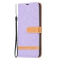 For Samsung Galaxy A15 Color Block Denim Texture Leather Phone Case(Purple)