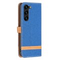 For Samsung Galaxy S24+ 5G Color Block Denim Texture Leather Phone Case(Royal Blue)