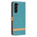 For Samsung Galaxy S24+ 5G Color Block Denim Texture Leather Phone Case(Green)