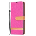 For Samsung Galaxy S24+ 5G Color Block Denim Texture Leather Phone Case(Rose Red)