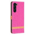For Samsung Galaxy S24+ 5G Color Block Denim Texture Leather Phone Case(Rose Red)