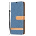 For Samsung Galaxy S24 Ultra 5G Color Block Denim Texture Leather Phone Case(Dark Blue)