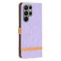 For Samsung Galaxy S24 Ultra 5G Color Block Denim Texture Leather Phone Case(Purple)