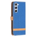 For Samsung Galaxy S24 5G Color Block Denim Texture Leather Phone Case(Royal Blue)