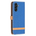For Samsung Galaxy A35 Color Block Denim Texture Leather Phone Case(Royal Blue)