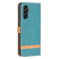 For Samsung Galaxy A35 Color Block Denim Texture Leather Phone Case(Green)