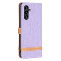 For Samsung Galaxy A35 Color Block Denim Texture Leather Phone Case(Purple)