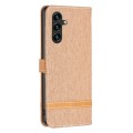 For Samsung Galaxy A55 Color Block Denim Texture Leather Phone Case(Brown)