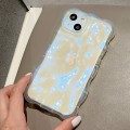 For iPhone 15 Wave Bubbles TPU Phone Case(Clear Glitter Blue)