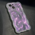For iPhone 15 Plus Wave Bubbles TPU Phone Case(Clear Glitter Pink)