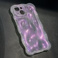 For iPhone 15 Pro Wave Bubbles TPU Phone Case(Clear Glitter Pink)
