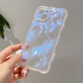 For iPhone 15 Pro Wave Bubbles TPU Phone Case(Clear Glitter Blue)