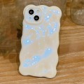 For iPhone 15 Pro Max Wave Bubbles TPU Phone Case(Glitter Blue)