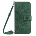 For Google Pixel 9 Skin Feel Sun Flower Embossed Flip Leather Phone Case with Lanyard(Green)
