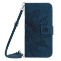 For Google Pixel 9 Skin Feel Sun Flower Embossed Flip Leather Phone Case with Lanyard(Inky Blue)