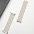 For Apple Watch Ultra 49mm Reverse Buckle Magnetic Silicone Watch Band(Silver Buckle Starlight)