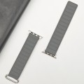 For Apple Watch 8 41mm Reverse Buckle Magnetic Silicone Watch Band(Silver Buckle Grey Brown)