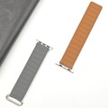 For Apple Watch 8 41mm Reverse Buckle Magnetic Silicone Watch Band(Silver Buckle Grey Brown)