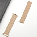 For Apple Watch 8 41mm Reverse Buckle Magnetic Silicone Watch Band(Rose Buckle Milk Grey)