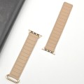 For Apple Watch 8 45mm  Reverse Buckle Magnetic Silicone Watch Band(Rose Buckle Milk Grey)