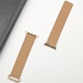 For Apple Watch 8 45mm  Reverse Buckle Magnetic Silicone Watch Band(Rose Buckle Milk Apricot)
