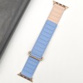 For Apple Watch 8 45mm  Reverse Buckle Magnetic Silicone Watch Band(Rose Buckle Blue Pink)