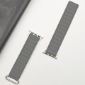 For Apple Watch 7 41mm Reverse Buckle Magnetic Silicone Watch Band(Silver Buckle Grey Brown)