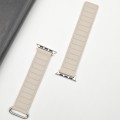 For Apple Watch SE 2022 40mm Reverse Buckle Magnetic Silicone Watch Band(Silver Buckle Starlight)